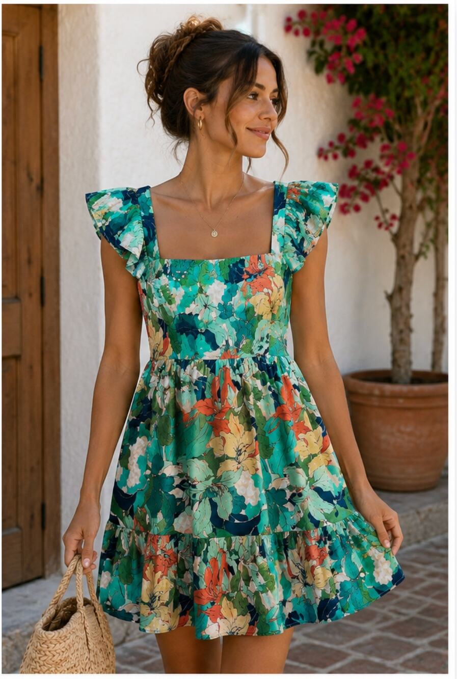 Band of the Free Green Floral Minidress Size Small